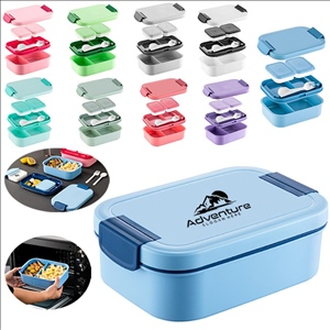 2 Layers Multifunctional Bento Box With Utensils Stackable Design